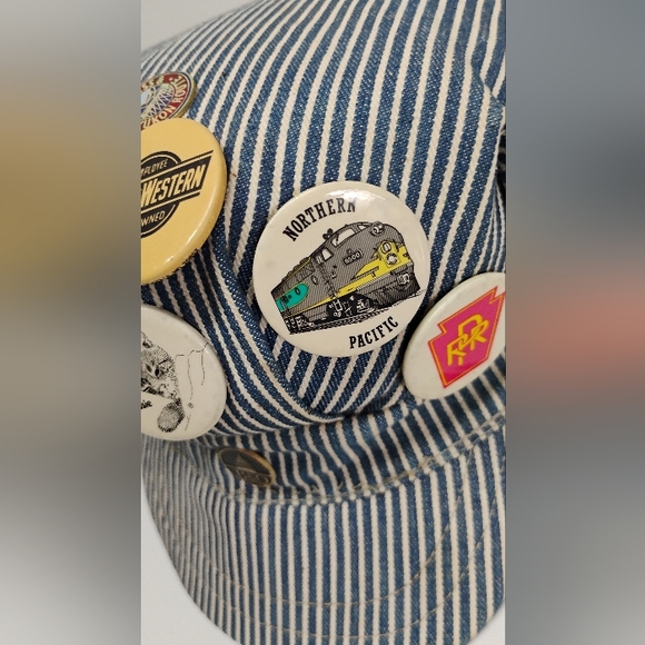 Vintage Old Railroad Conductor Hat Engineer 9 Collector Buttons Men's Medium - Picture 14 of 16